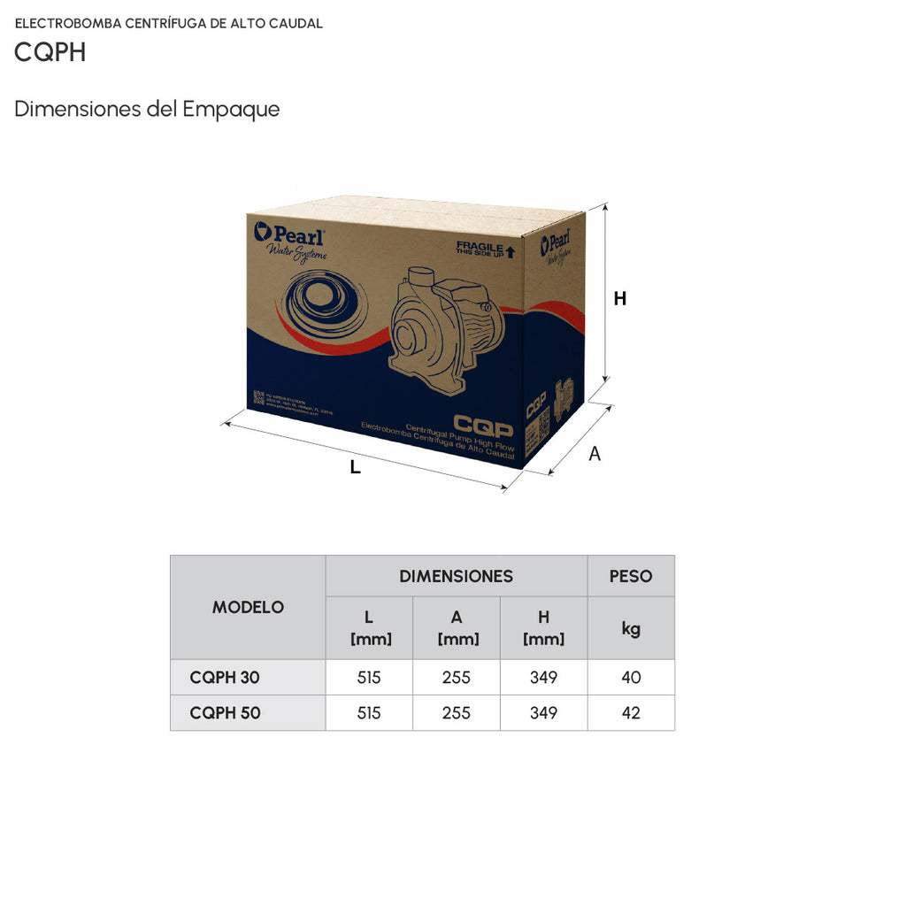 Electrobomba Centrífuga Alto Caudal CQPH 30C16S - 3 HP Impulsor Bronce
