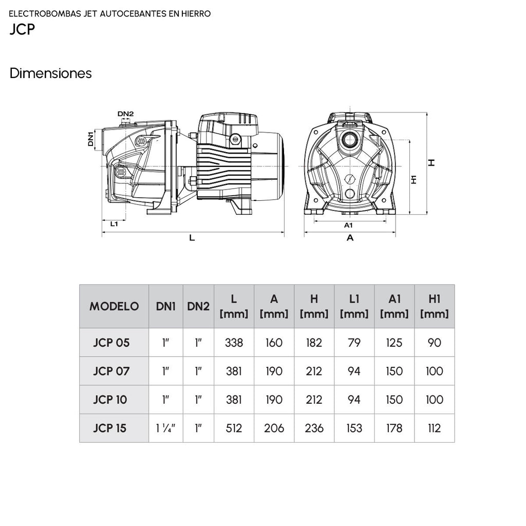 Electrobomba Jet Autocebante JCP 10F16S - 1.0 HP