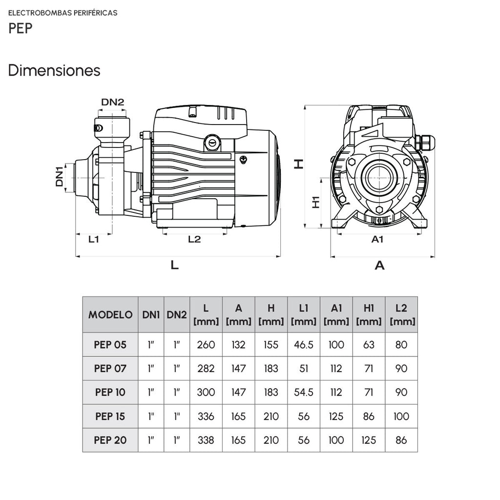Electrobomba Periférica PEP 07F16S - 0.7 HP
